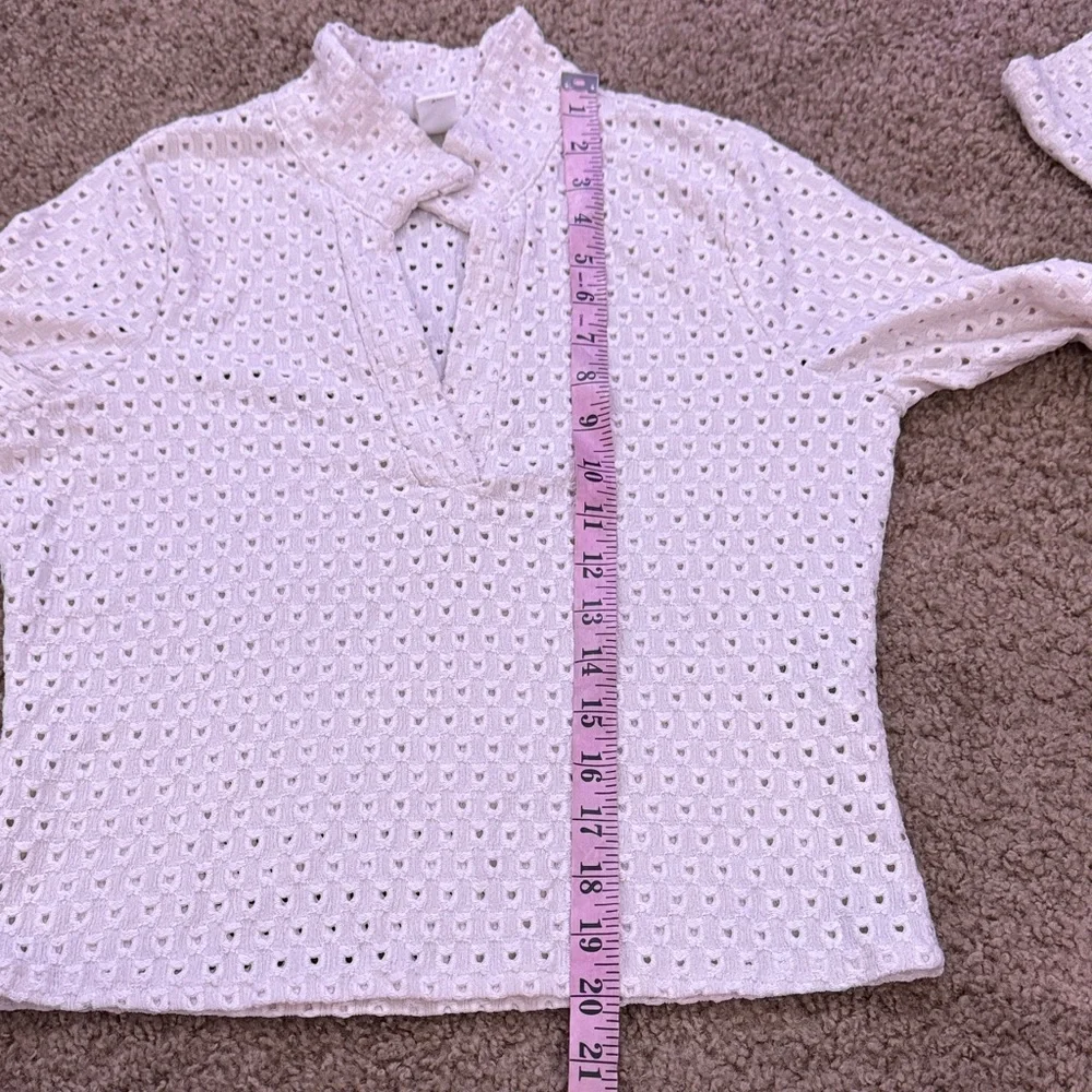 H&M Cream Eyelet Collared Cottage Blouse